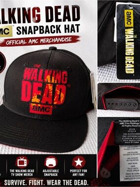 AMC The Walking Dead Black & Red Snapback Hat NWT